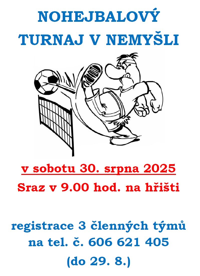Nohejbalový turnaj 30. srpna 2025