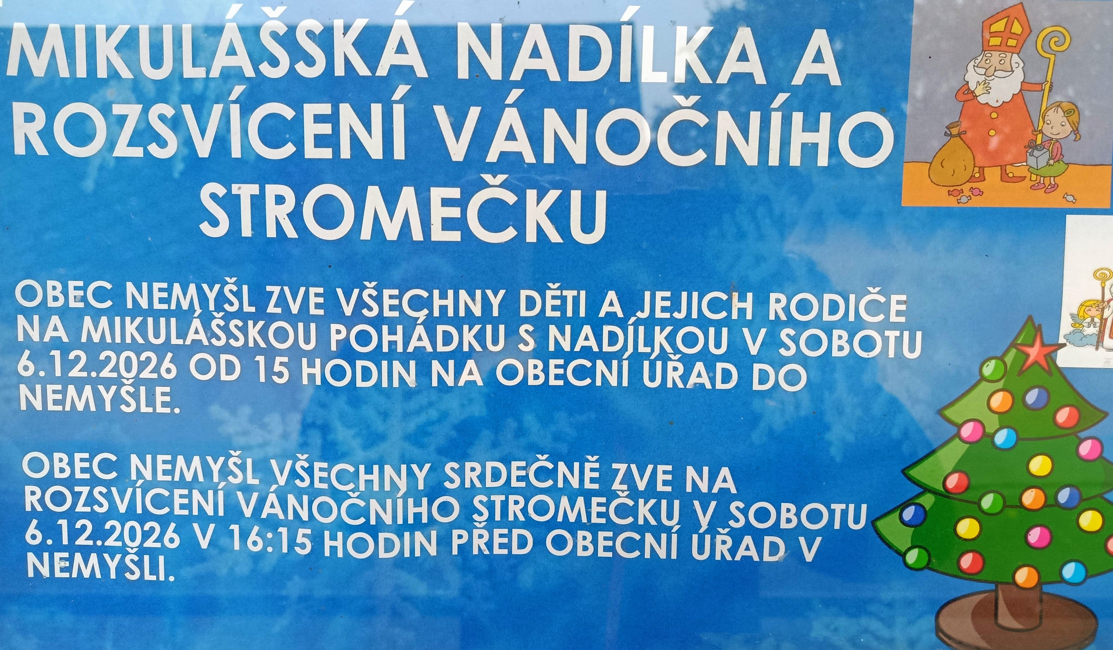Mikulášská nadílka a ozsvícení vánočního stromečku